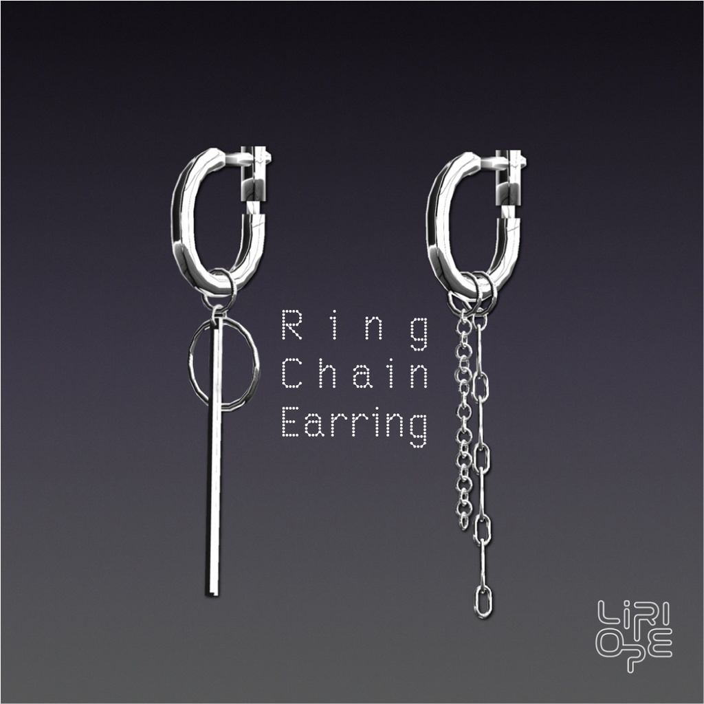 【 VRCアクセサリー 】RingChainEarring【 for VRChat 】