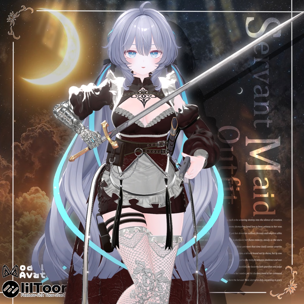 【20アバター対応💖】銃、剣、義手ギミック付き!3D衣装『Servant Maid Outfit – 機巧従者メイド装束』【VRChat想定】#Millenoa