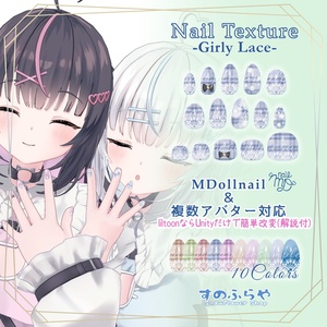 簡単改変【38アバター・MDollnail用】ネイルテクスチャ-GirlyLaceNail-