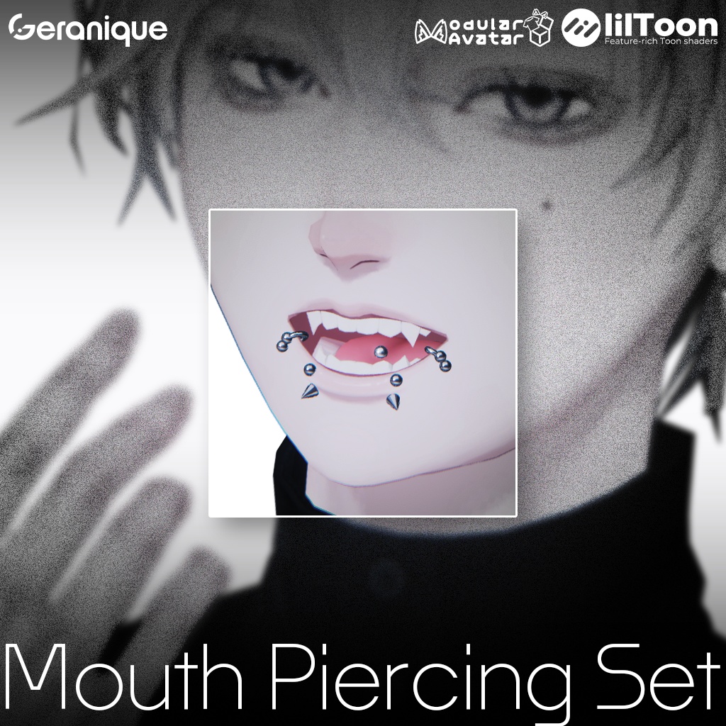 5アバター専用【Mouth Piercing Set】VRChat向け3Dアクセサリー